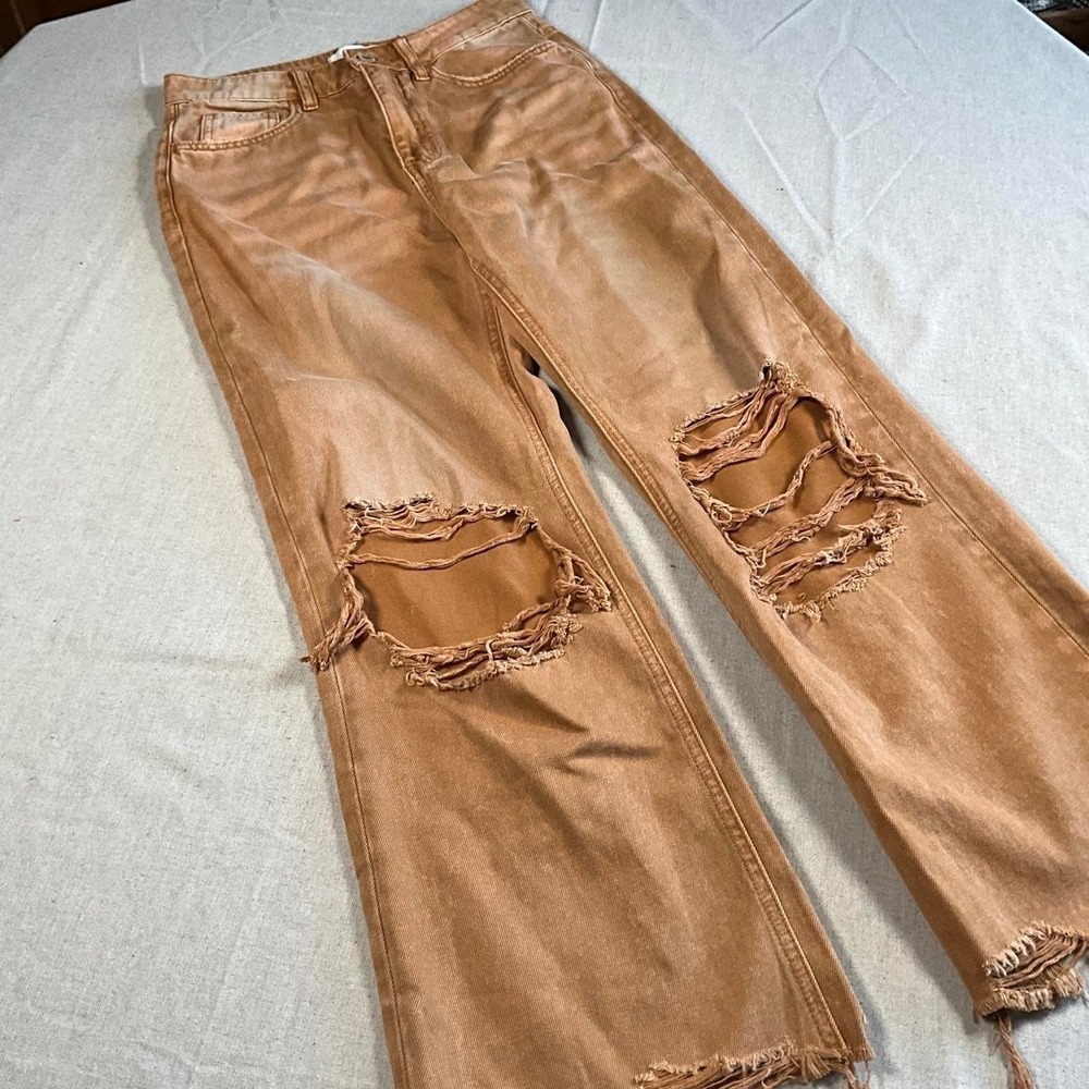 Womens Vervet Brown 100% Cotton Ripped Knees Distressed Jeans (Sz 25)